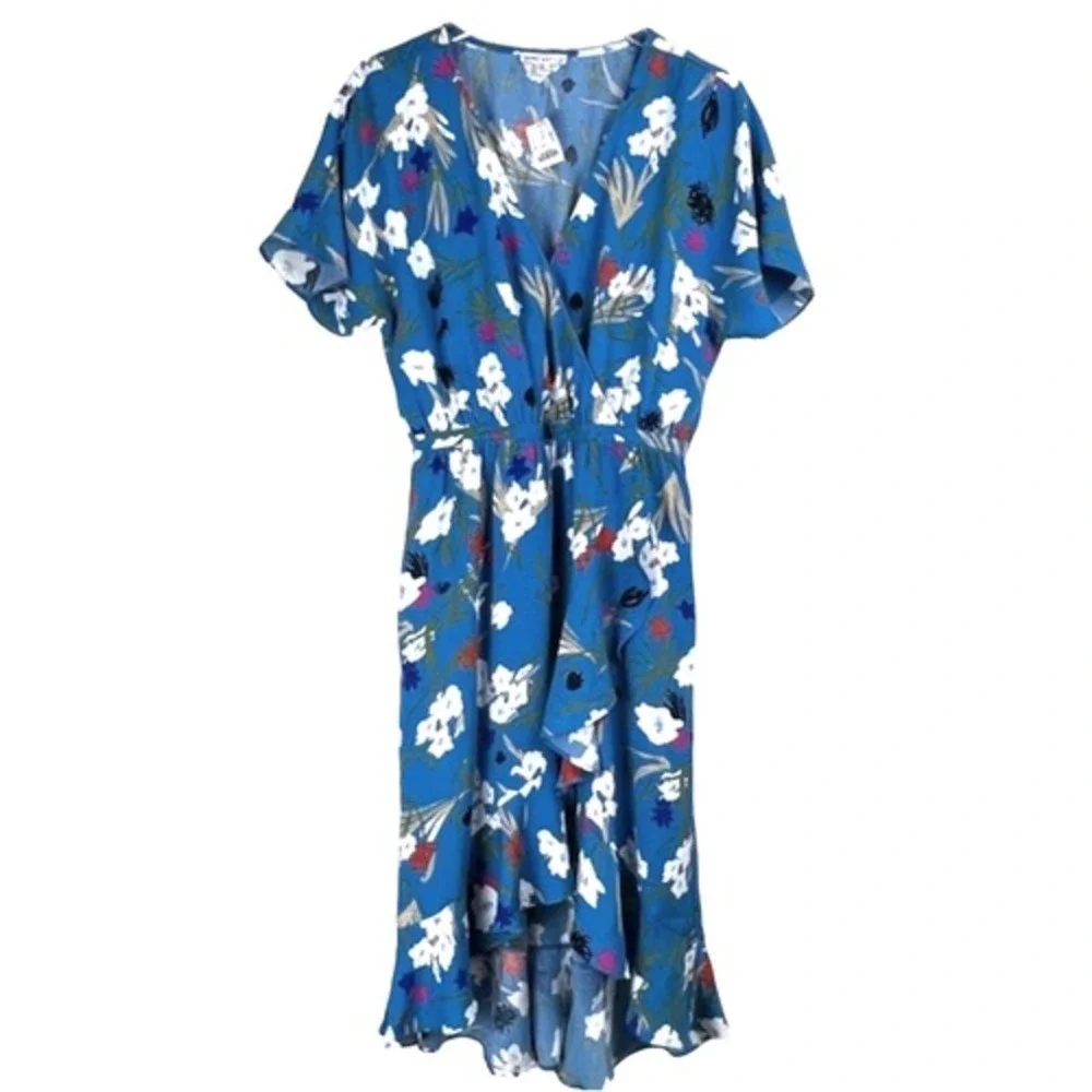 NWT J.Crew Mercantile Floral High Low Wrap Dress Women‎ S EMMAHANSI cababa blue